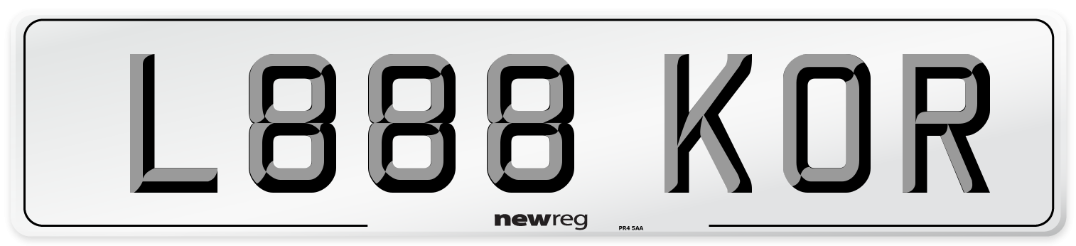 L888 KOR Number Plate from New Reg